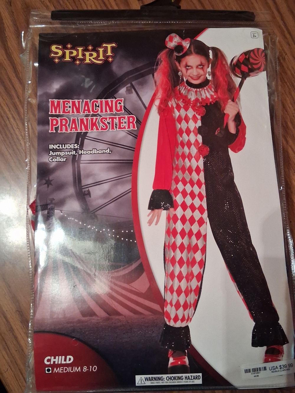 Spirit Menacing Prankster Kids Costume - Red & Black - Child Medium (8-10)